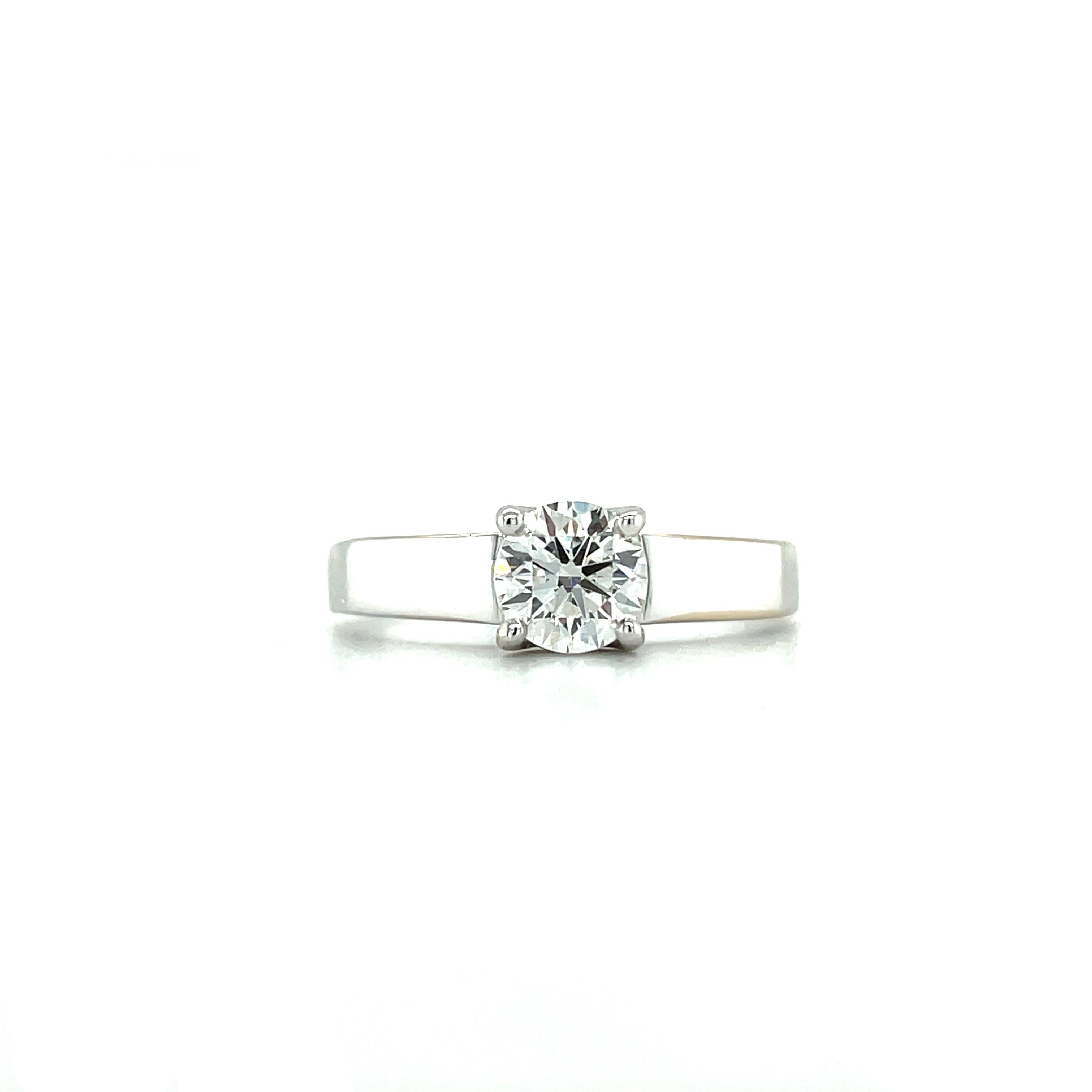 18kt brede solitair ring bezet met diamant
