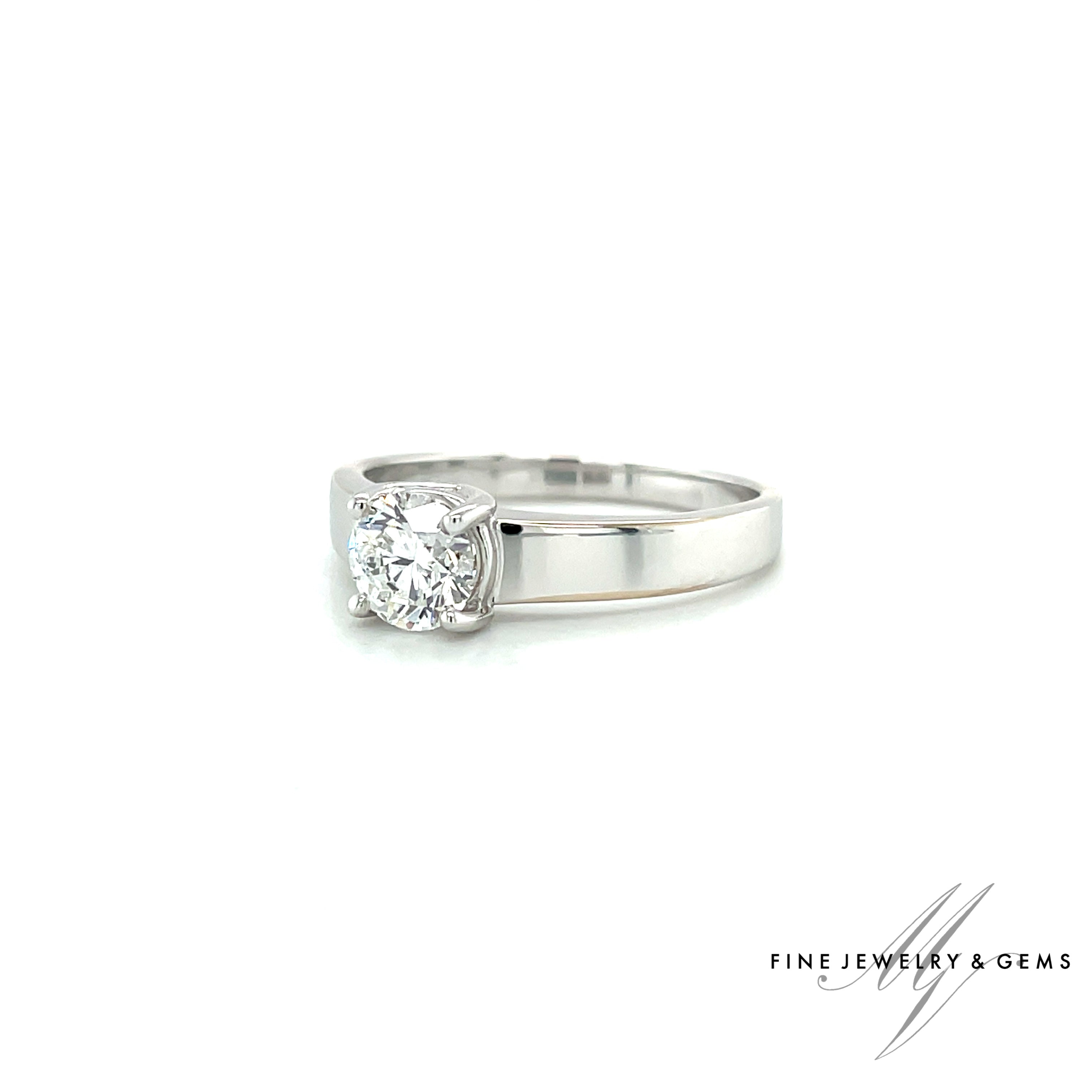 18kt brede solitair ring bezet met diamant