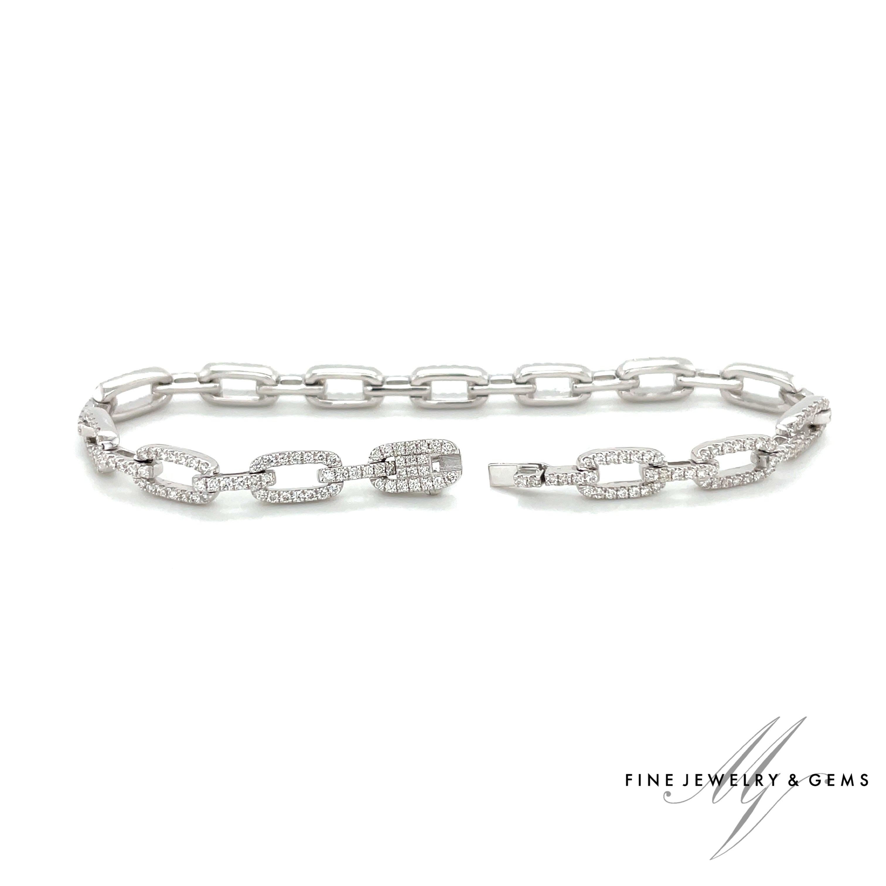 18kt witgouden schakelarmband bezet met diamant