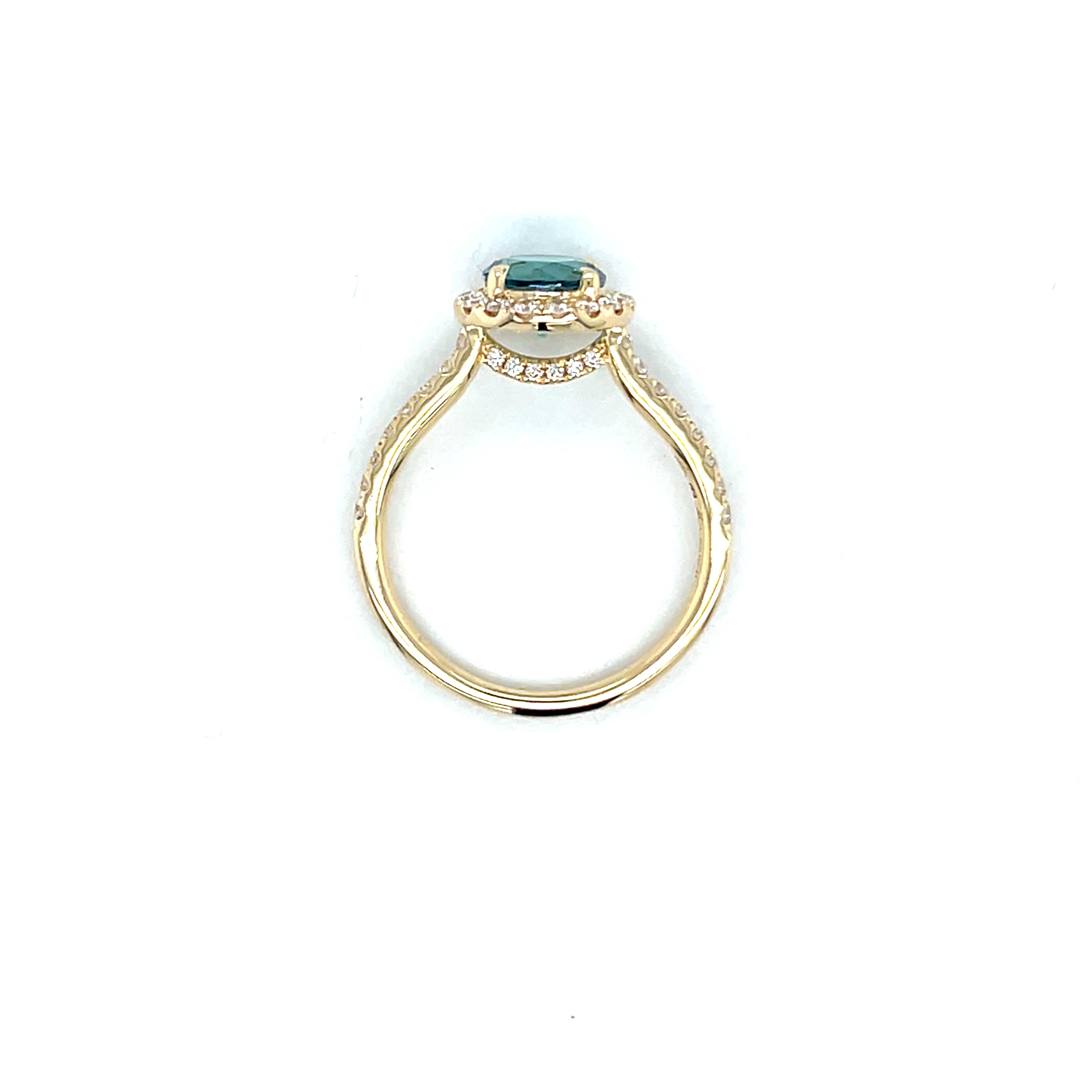 18kt geelgouden ring bezet met Indigoliet toermalijn & diamant