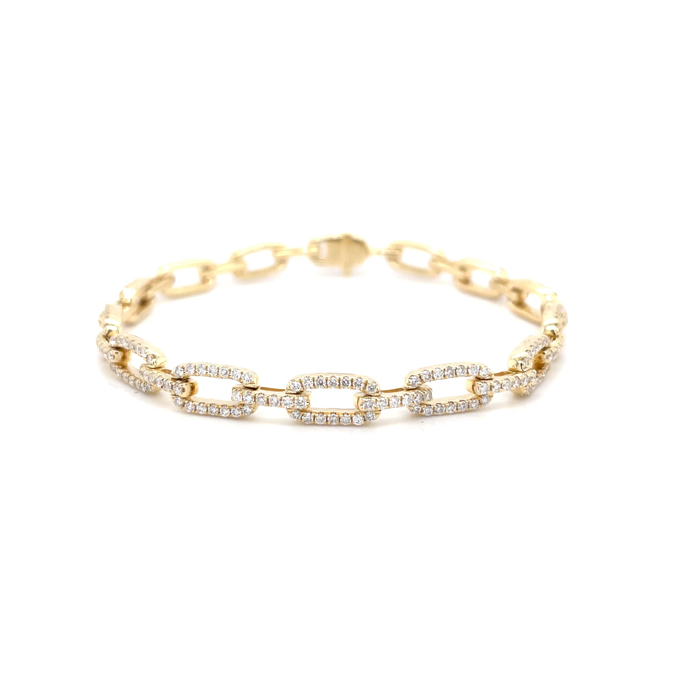 18kt geelgouden schakelarmband bezet met diamant