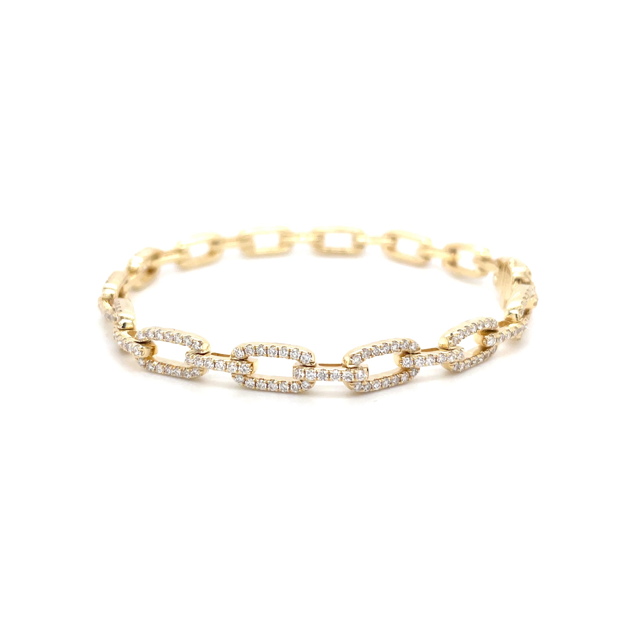 18kt geelgouden schakelarmband bezet met diamant