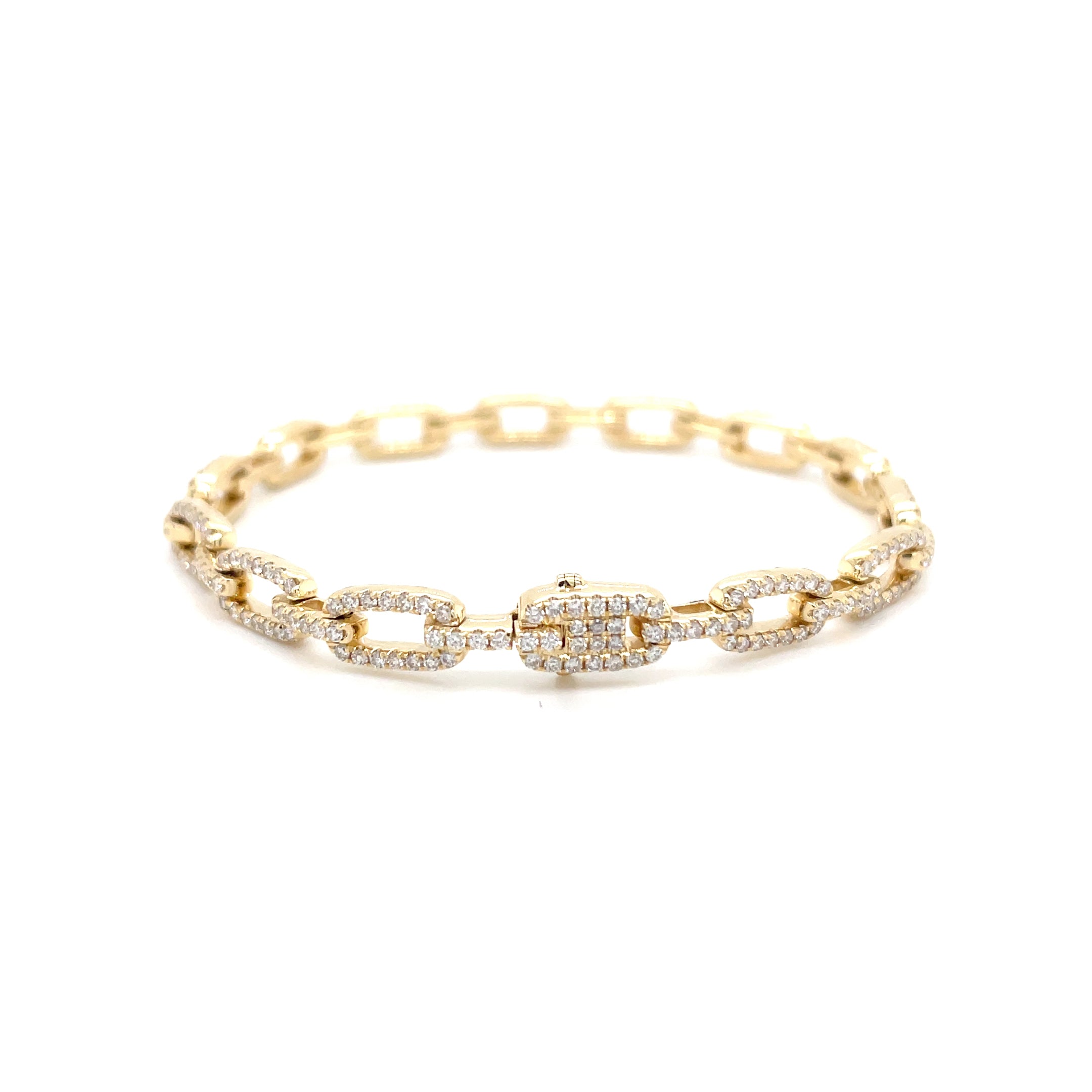 18kt geelgouden schakelarmband bezet met diamant