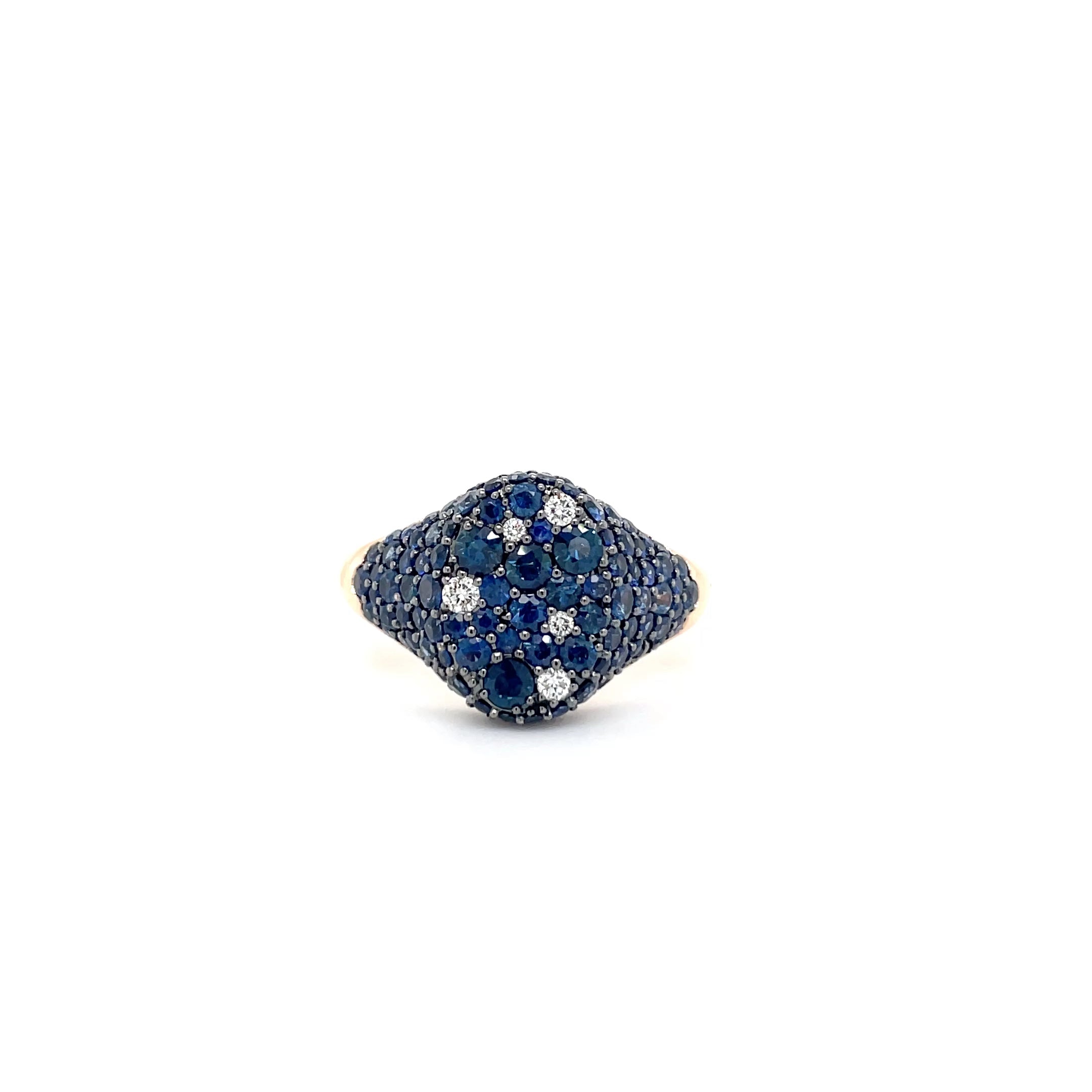 18kt rosegouden Ponte Vecchio ring bezet met saffier en diamant