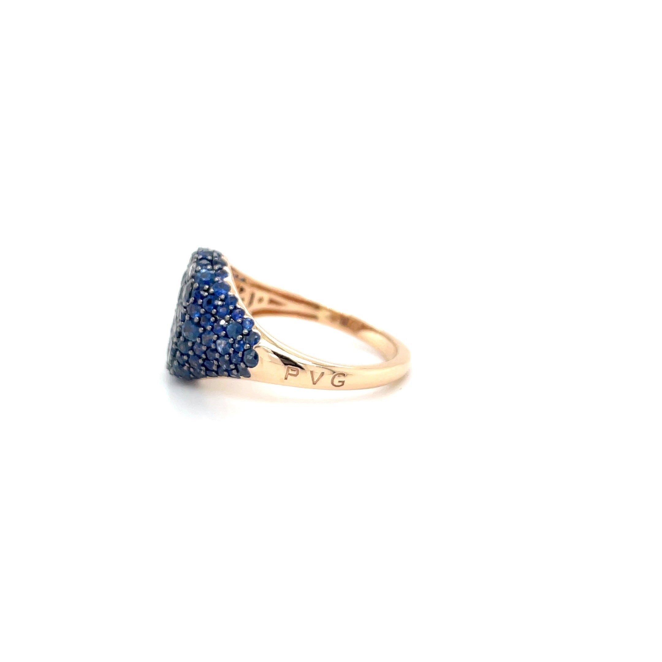 18kt rosegouden Ponte Vecchio ring bezet met saffier en diamant