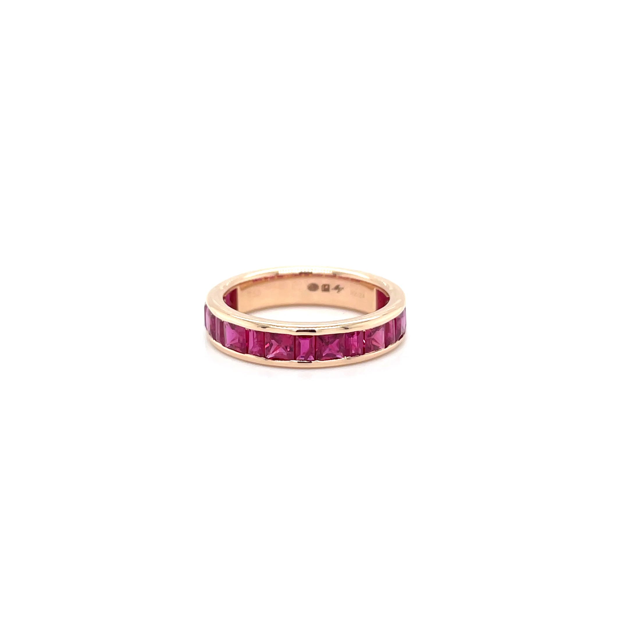 18kt rosegouden alliance ring rails bezet met robijn