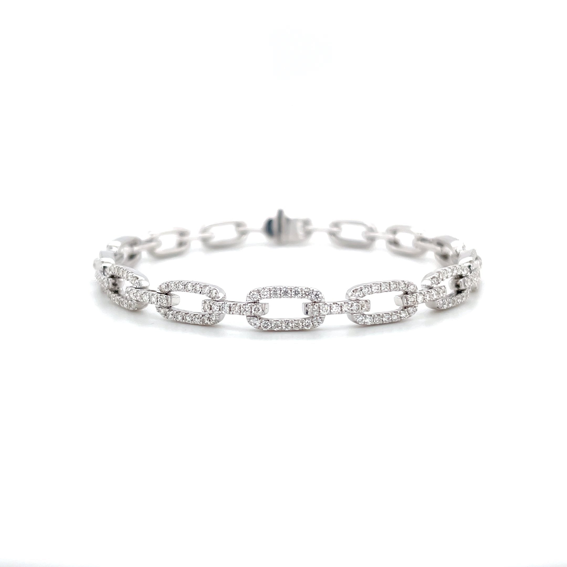 18kt witgouden schakelarmband bezet met diamant