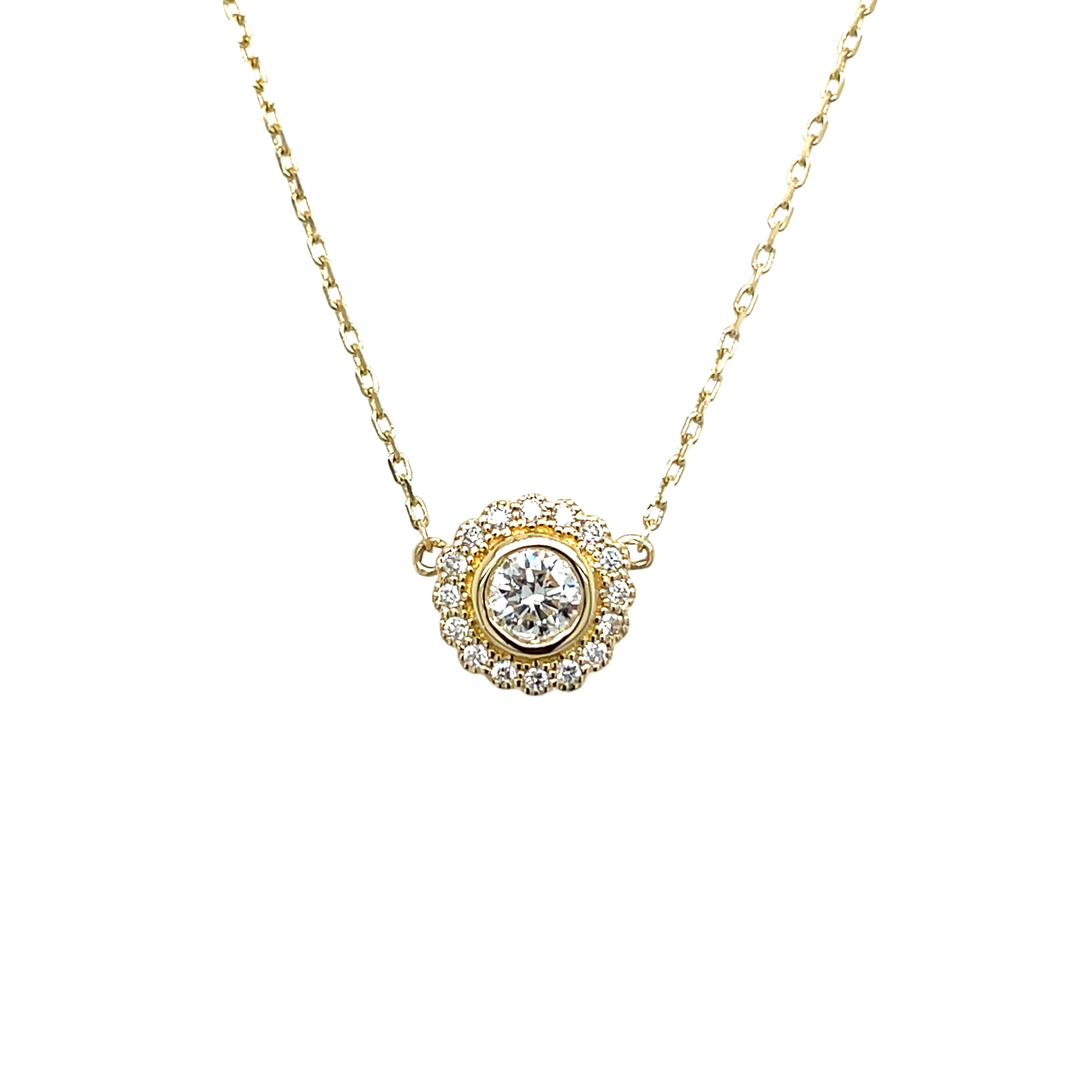 18kt geelgouden collier bezet met diamant