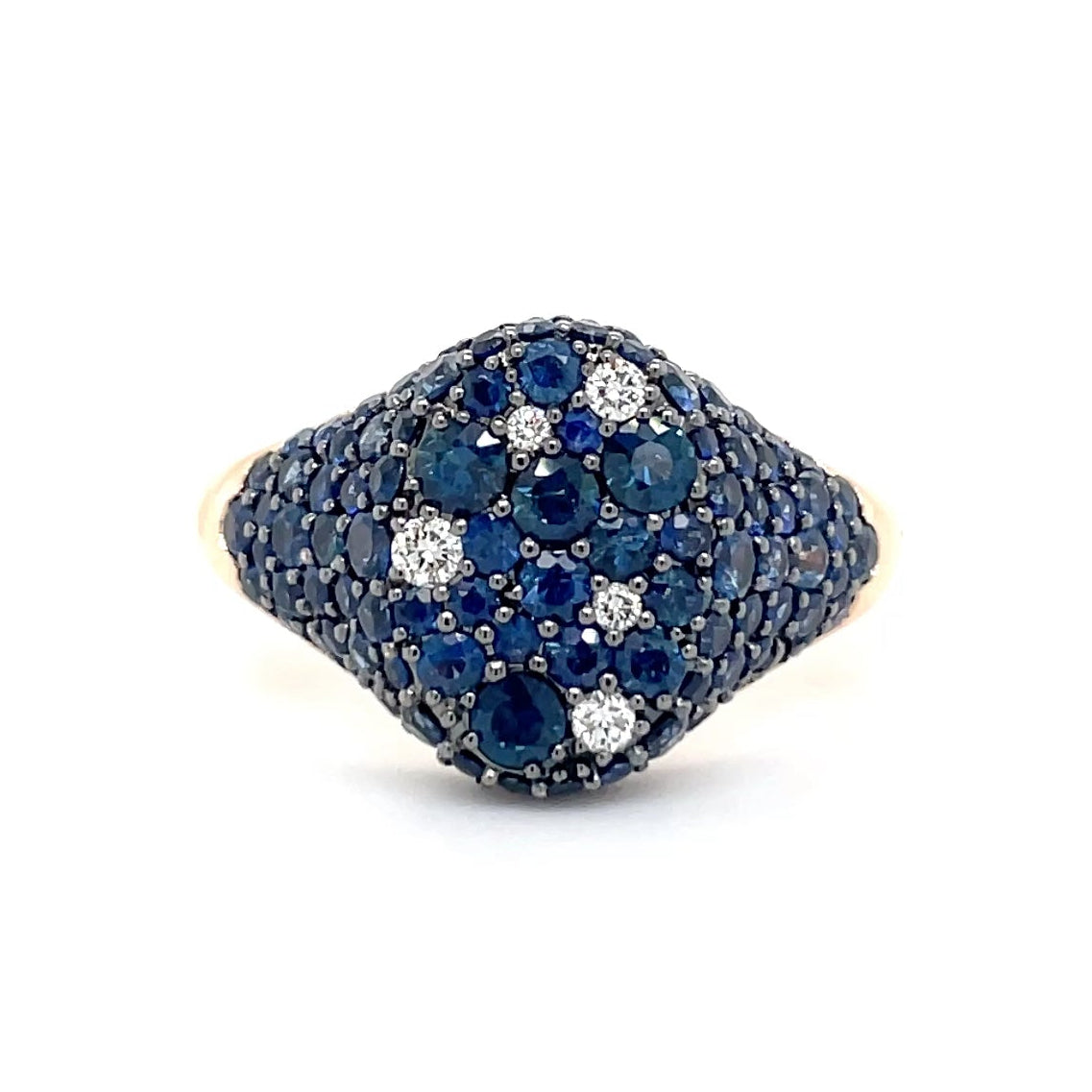 18kt rosegouden Ponte Vecchio ring bezet met saffier en diamant