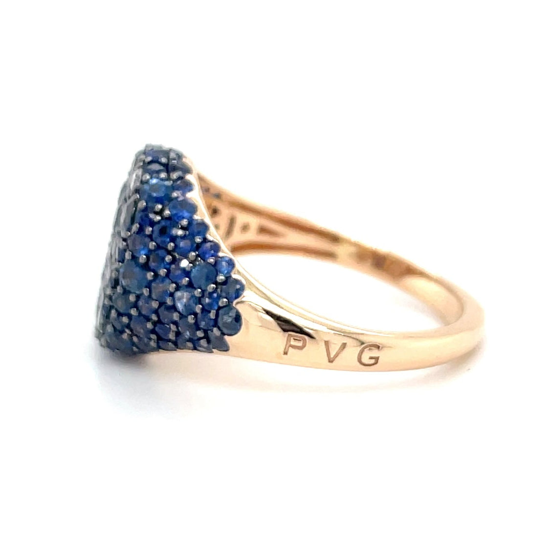 18kt rosegouden Ponte Vecchio ring bezet met saffier en diamant