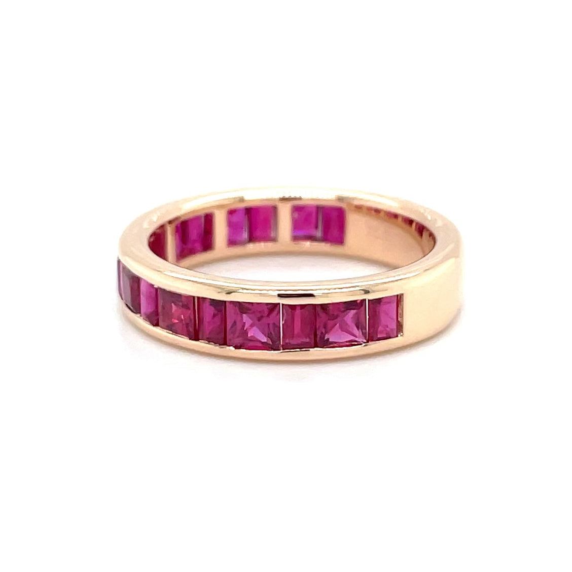 18kt rosegouden alliance ring rails bezet met robijn