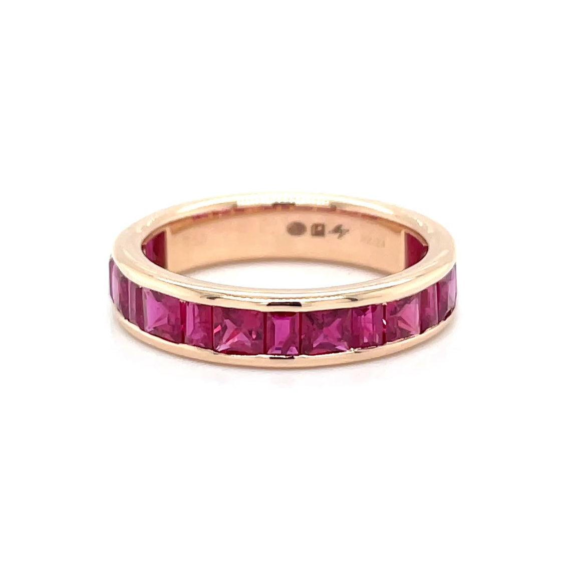 18kt rosegouden alliance ring rails bezet met robijn