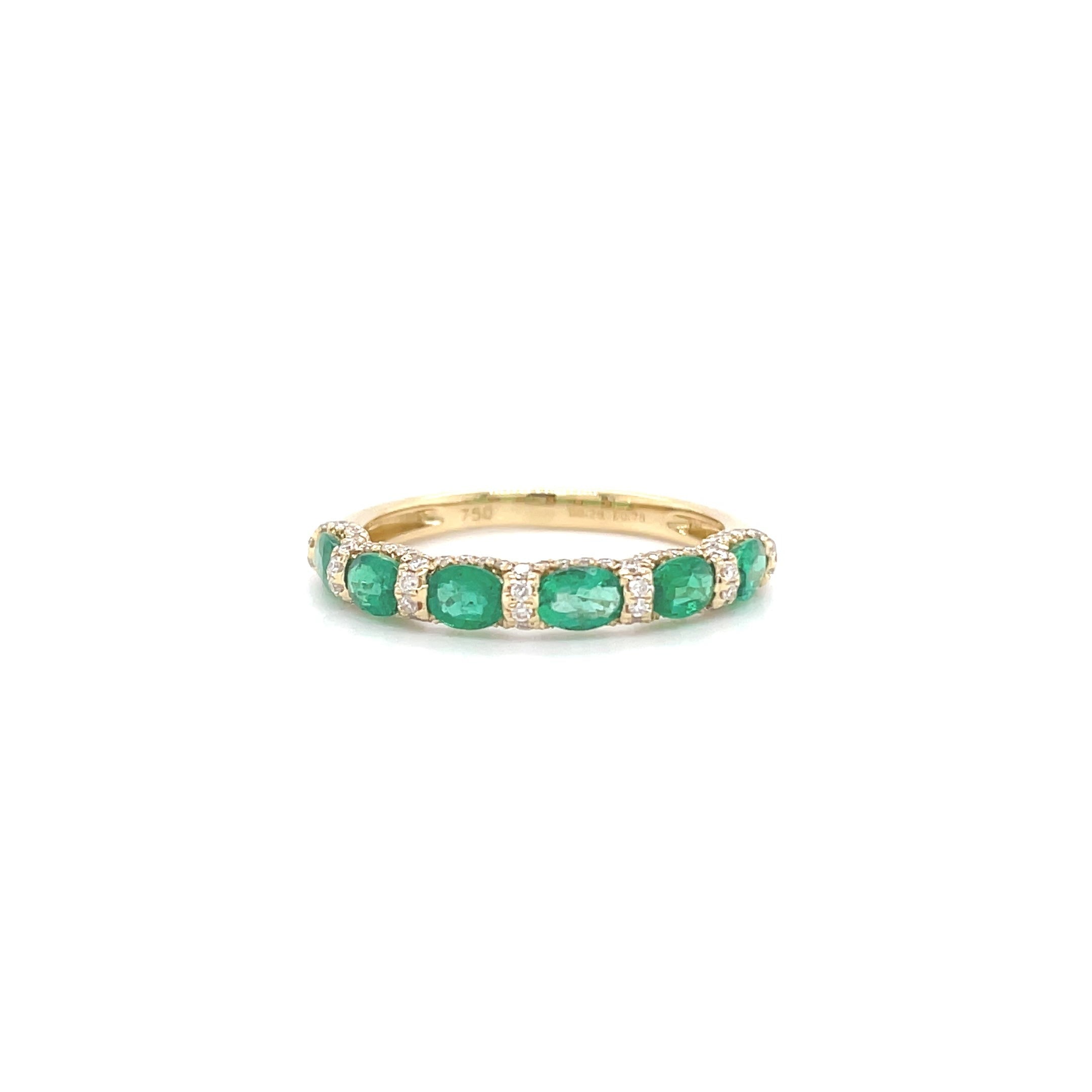 18kt geelgouden ring bezet met smaragd & diamant