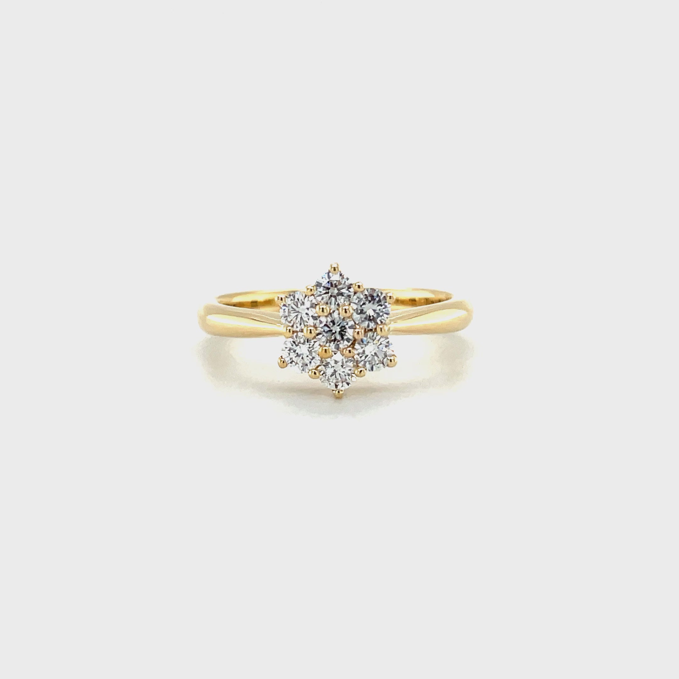 18kt geelgouden stervorm ring bezet met diamanten