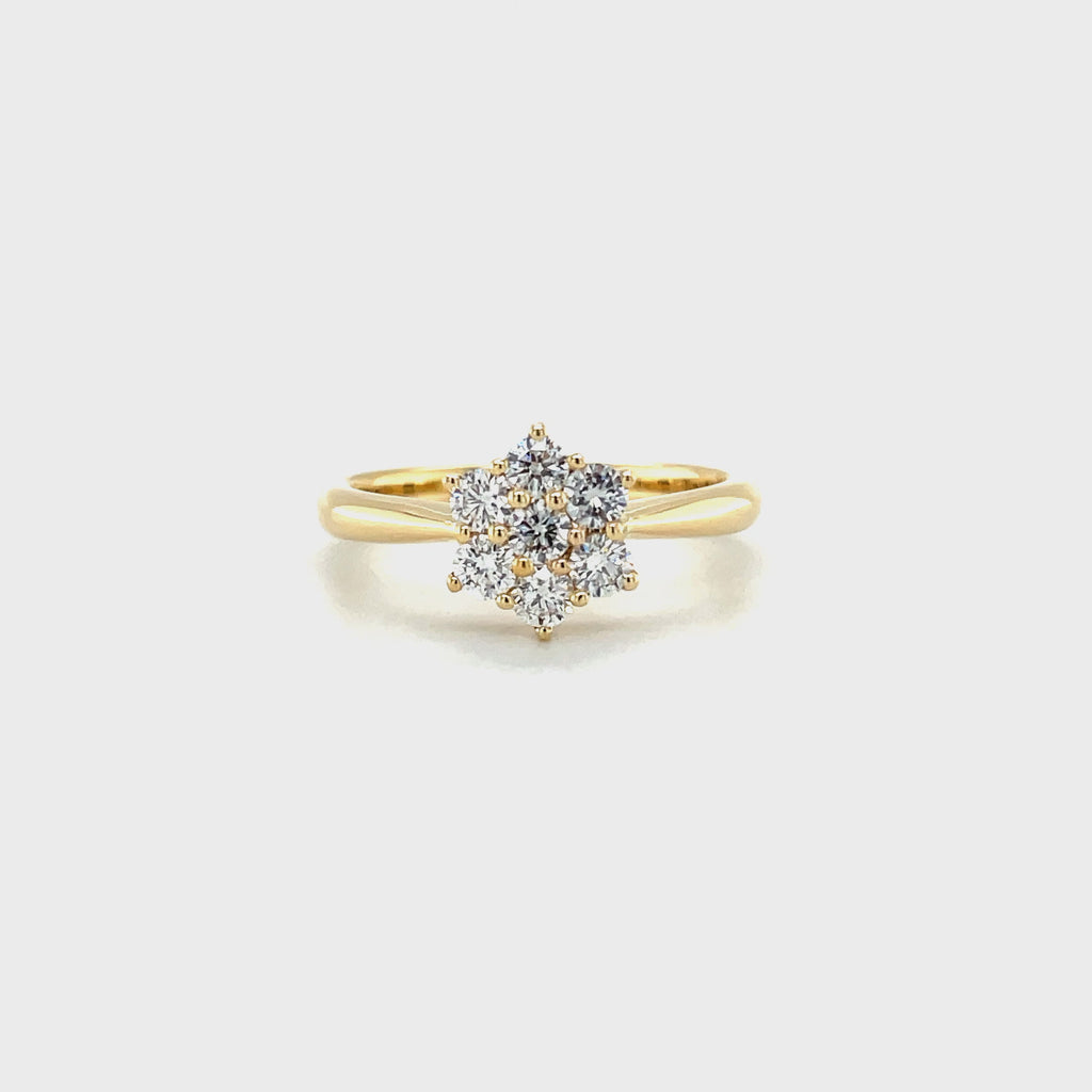 18kt geelgouden stervorm ring bezet met diamanten