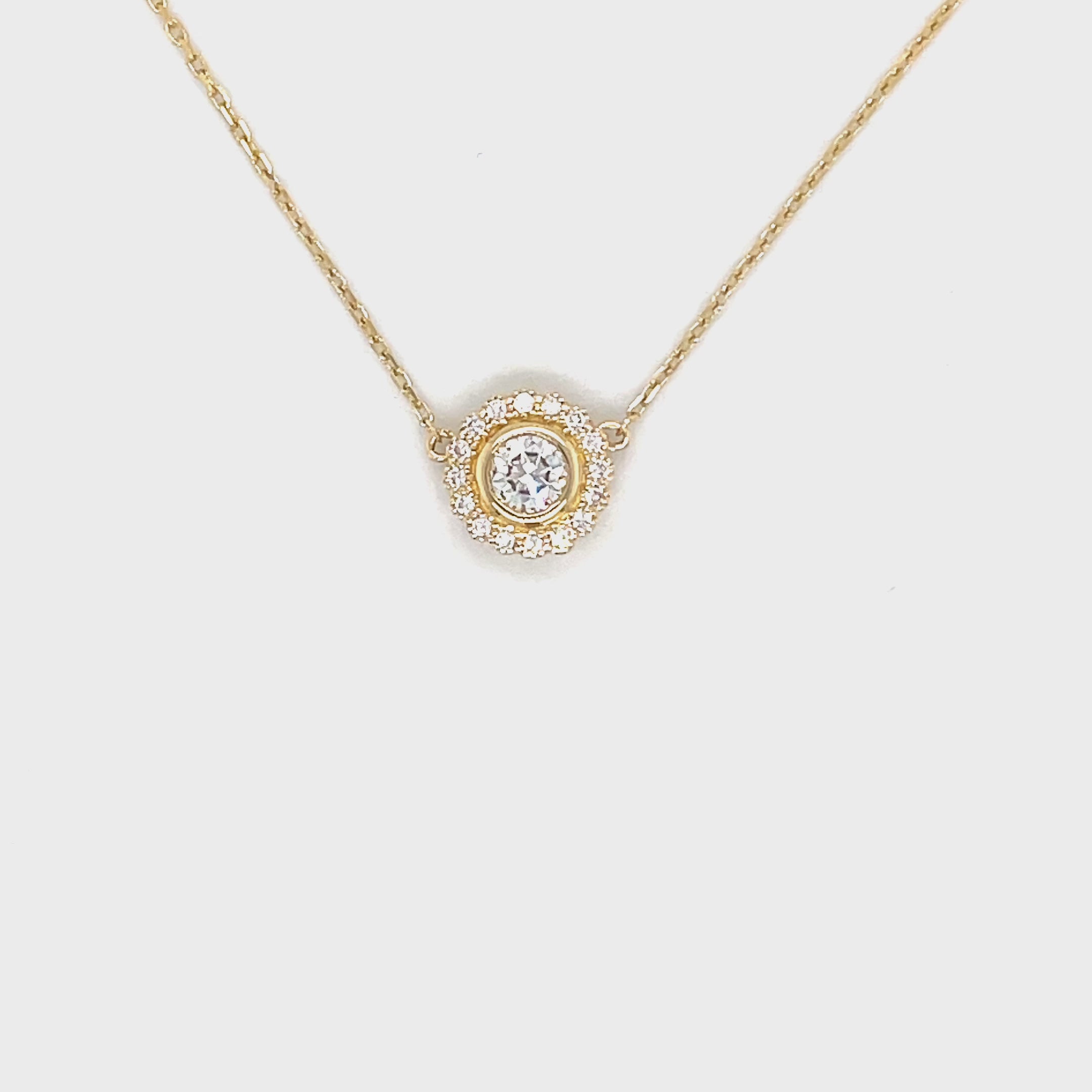 18kt geelgouden collier bezet met diamant